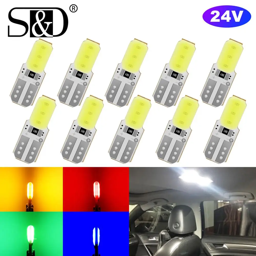 

10Pcs T10 W5W LED Side Lamp 5W5 Car Interior Light 3030 SMD Chip WY5W 24V Door Trunk Dome Map Clearance Blub Auto Repair Tool