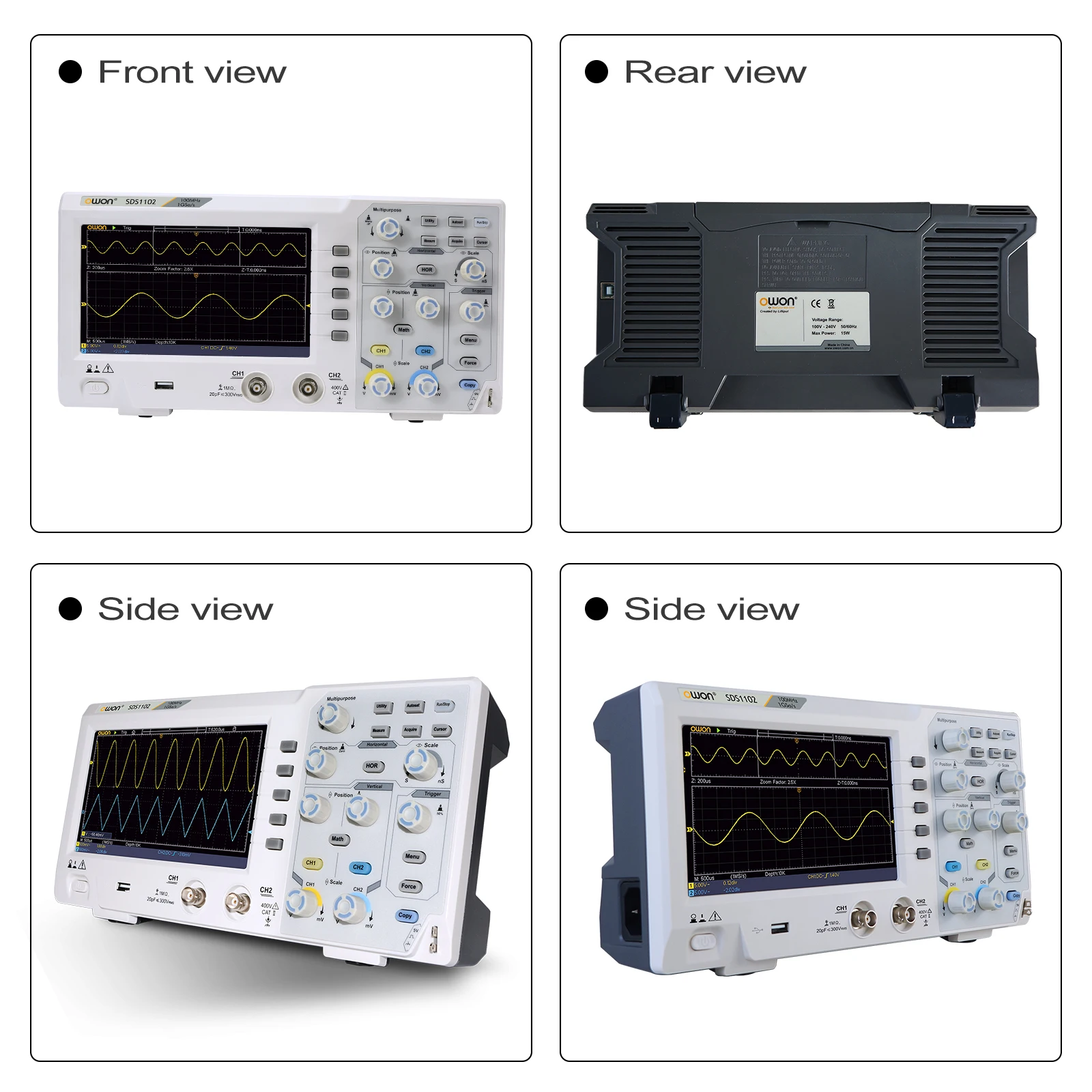 OWON SDS1102 Oscilloscope 2-Channel Digital Oscilloscopes 100MHZ Bandwidth 1GS/s High Accuracy Oscilloscope