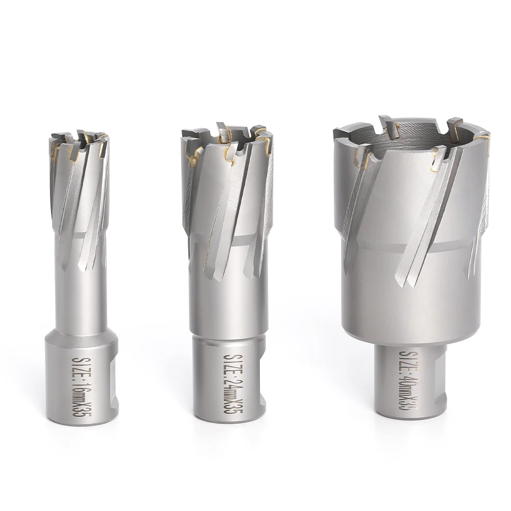 قطر 12-60 مللي متر x 35 مللي متر TCT الحلقي القاطع مع 3/4 "Weldon عرقوب ، 22*35 مللي متر كربيد سبيكة الأساسية الحفر ، 60x35 مللي متر المعادن ثقب المنشار