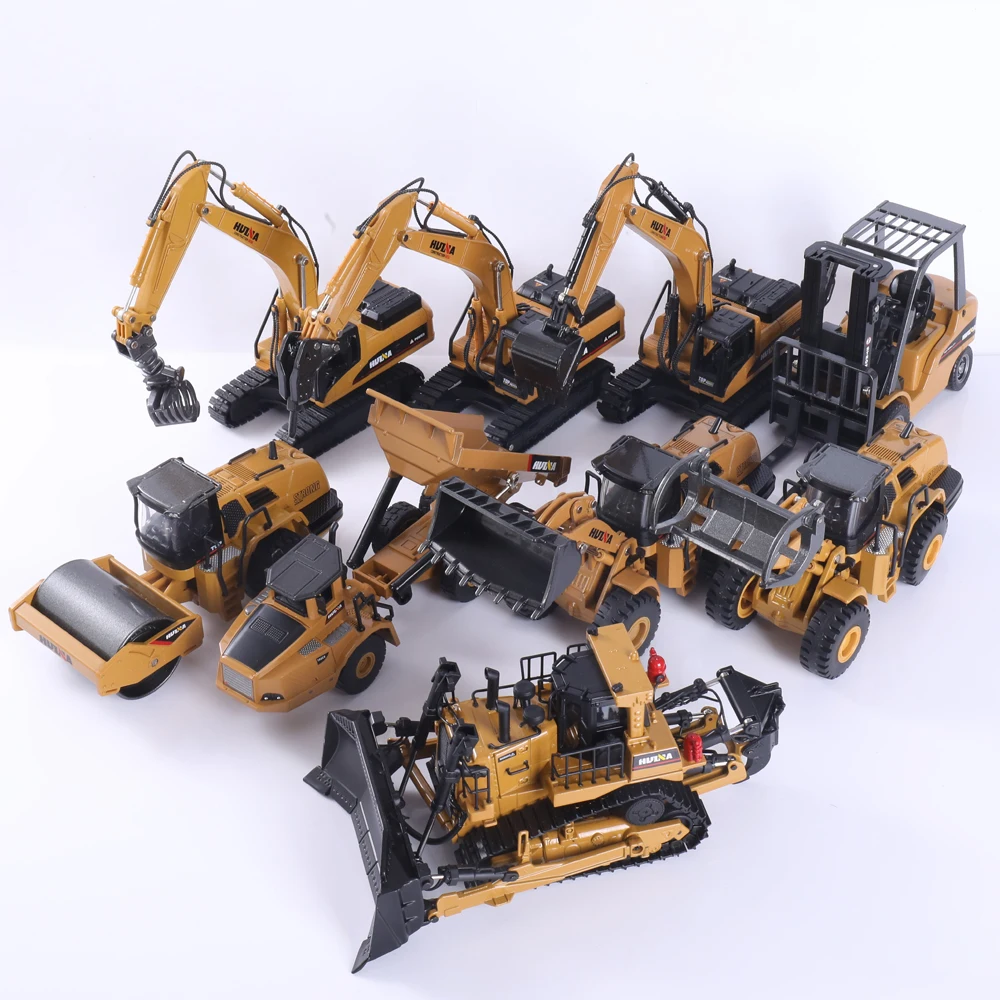 HUINA Truck Toy Diecast Model Alloy vehicle Car Die-Cast Excavator Bulldozer Wheel Loader Excavator kids toy Christmas gift