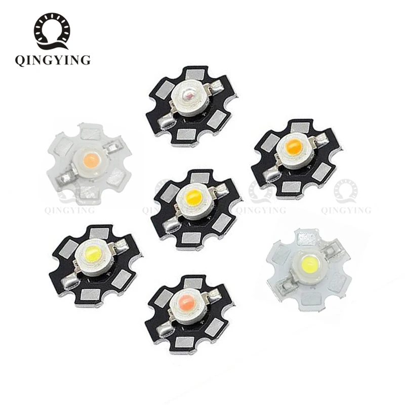 10szt 1W 3W High Power LED Full Spectrum White Warm White Green Blue Deep Red 660nm Royal blue IR UV With 20mm Black Star PCB