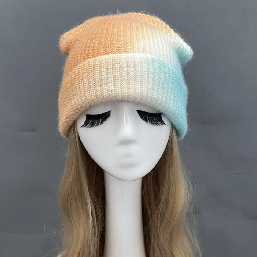 

Unisex Winter Hats Warm Angora Knitted Beanie Hat Fashion K-POP Colorful Streetwear Hip Hop Caps Outdoor Ski Skullies Beanies