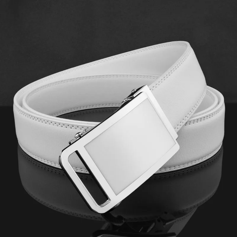 Genuine leather men belt cowhide fashion strap 3.5cm blue color automatic buckle belts for men brand designer belt luxury