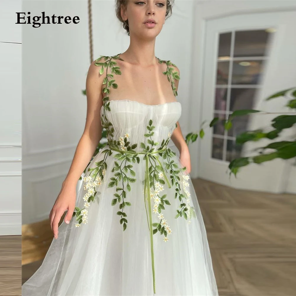 3 Designs Sweet Green Flower Short Evening Dresses Appliques Tea Length Sweetheart Formal Gowns Sleeveless Prom Party Dress