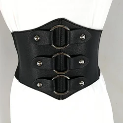 Designer Belts For Women High Quality 2023 Wide Elastic Corset Belt Punk Stretch Plus Size Cummerbunds PU Leather Goth Waistband