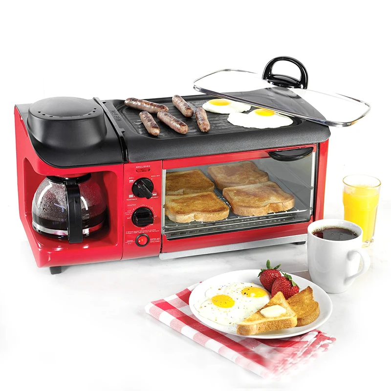 3 In 1 Breakfast Machine Multi-Function Breakfast Making Machine Electric Coffee Machine Omelette Frying Pan Toast Baking Oven