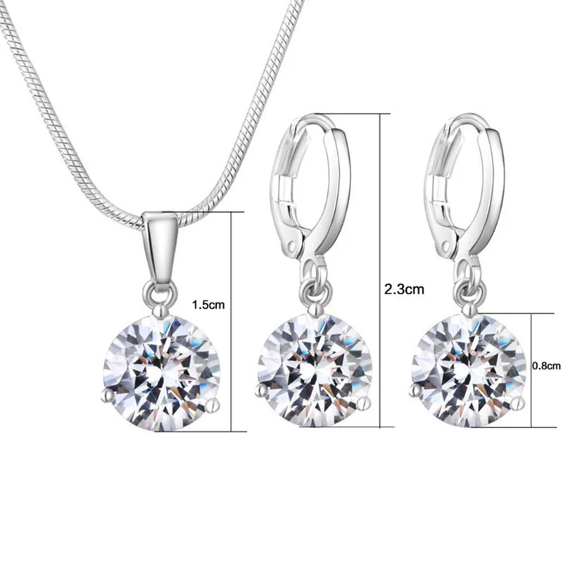 Classic Wedding Jewelry Set For Women Multicolor Zircon Silver Color Earrings Necklace Fashion Gift Jewellery KCS256