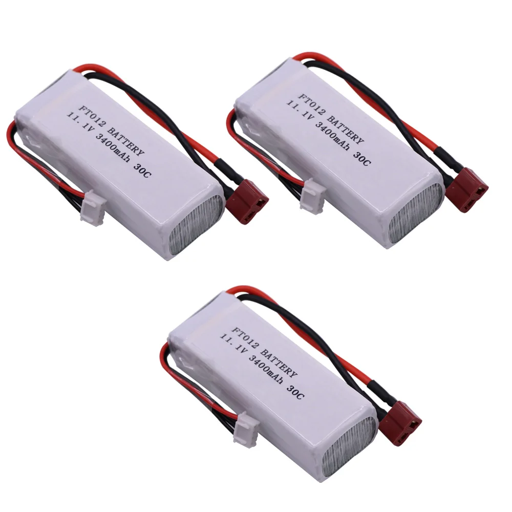 

11.1V high capacity Lipo Battery For FT012 Huanqi 734 RC boat RC Helicopter toys accessories 11.1V 3400mah T Plug battery 30C 3S