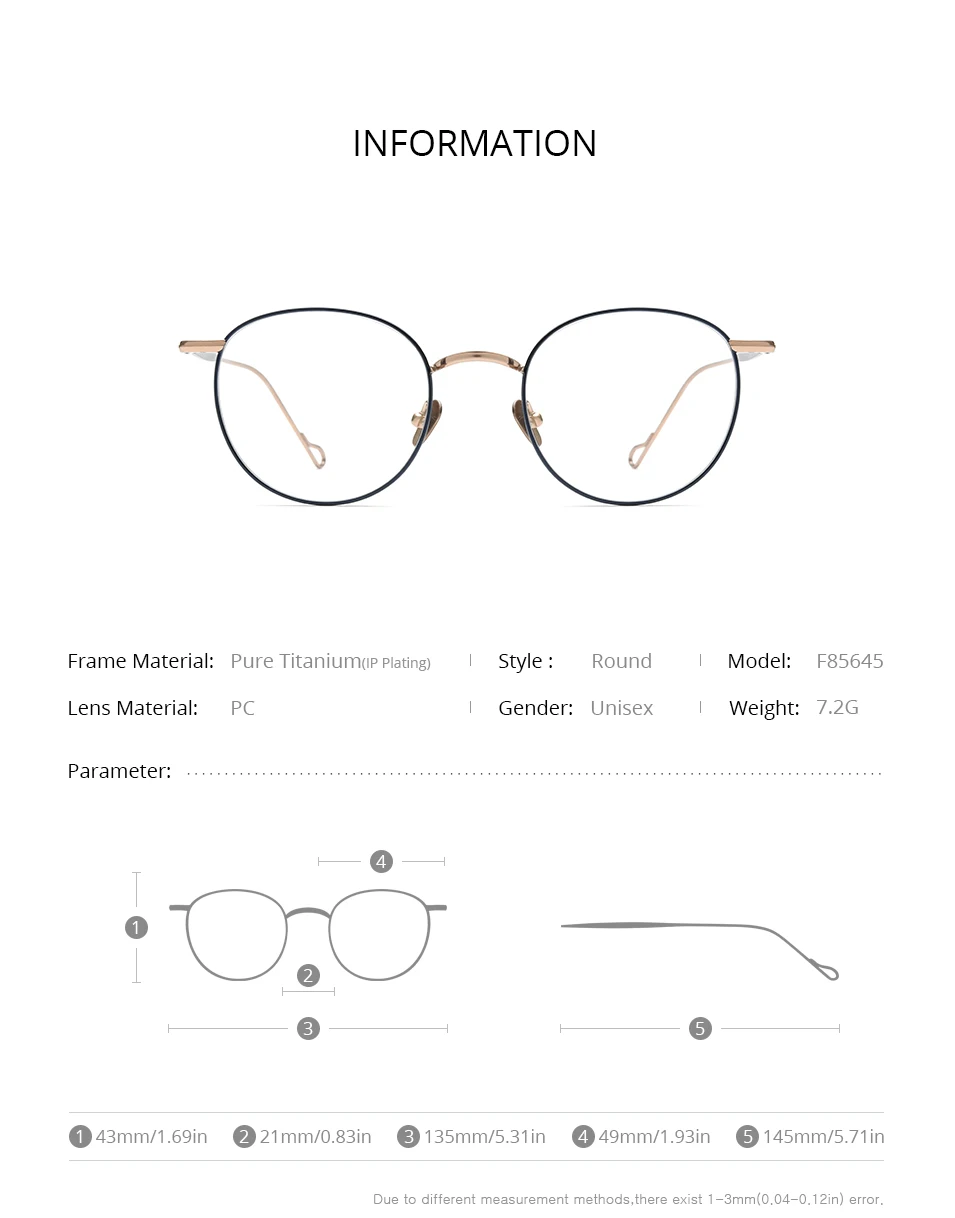 FONEX Titan Brillengestell Damen Markendesign Vintage Runde Brillengestell Herren Japanische Brillen Ultraleichte Brille 85645 – Detail 3