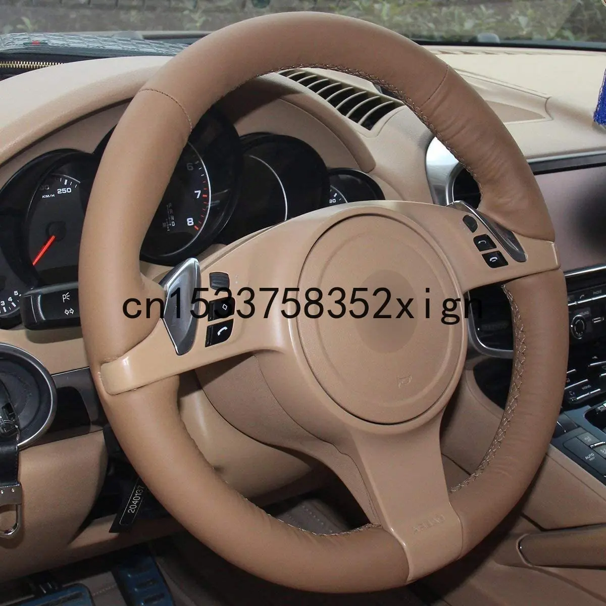 DIY Custom Genuine Leather Hand sewing Steering Wheel Cover For Porsche 911 Boxster Cayenne Panamera Cayman car Accessories