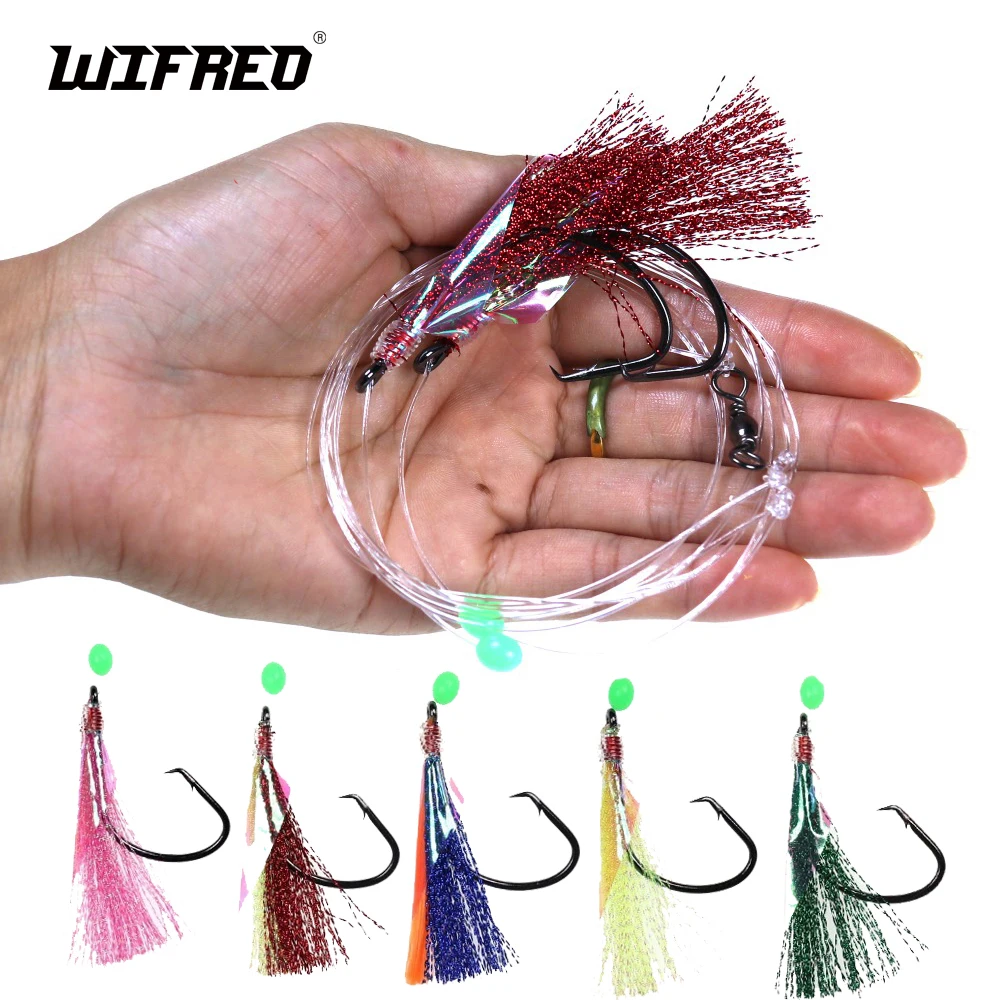 10Packs 4/0 Sabiki Rig Saltwater Fishing Flasher Rig 2 fishing Hook kit Snapper Tarakihi Mackerel Sea fishing lure