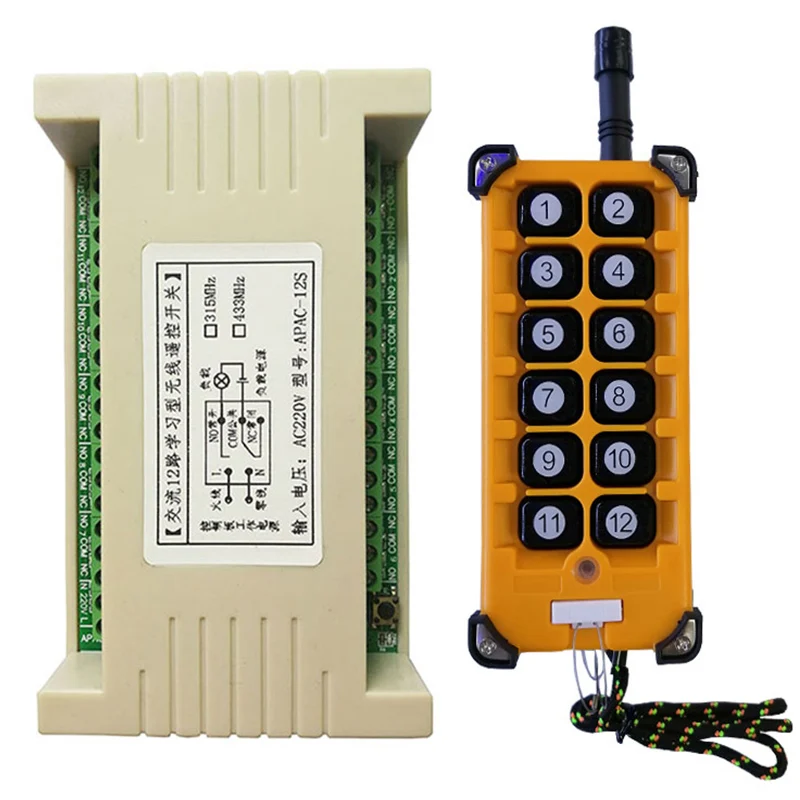 

3000m AC220V 12CH Channel 12CH Radio Controller RF Wireless Remote Control Overhead travelling crane System Receiver+Transmitter