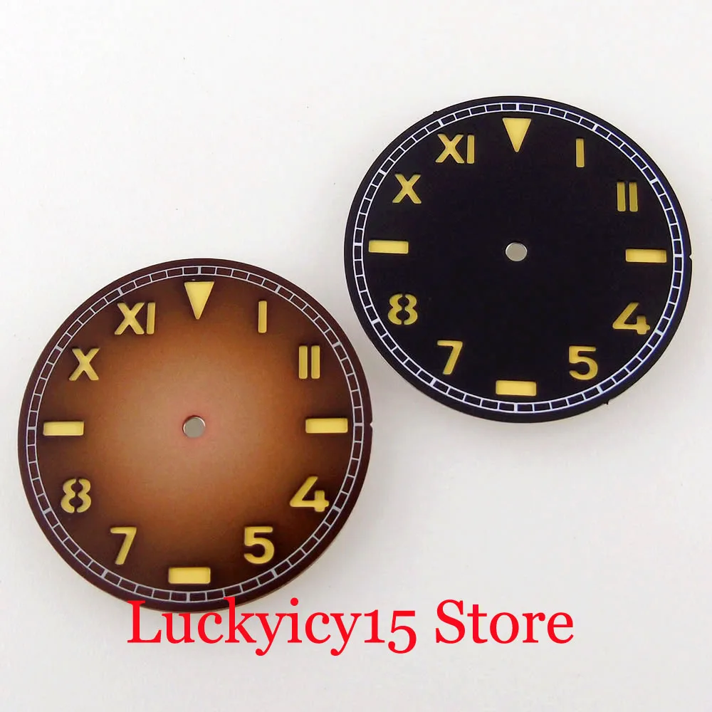 Watch Modify Parts 35mm California Black/Coffee Watch Dial Face Roman Number Vintage Style Fit NH35A NH36A ETA 2836 2824