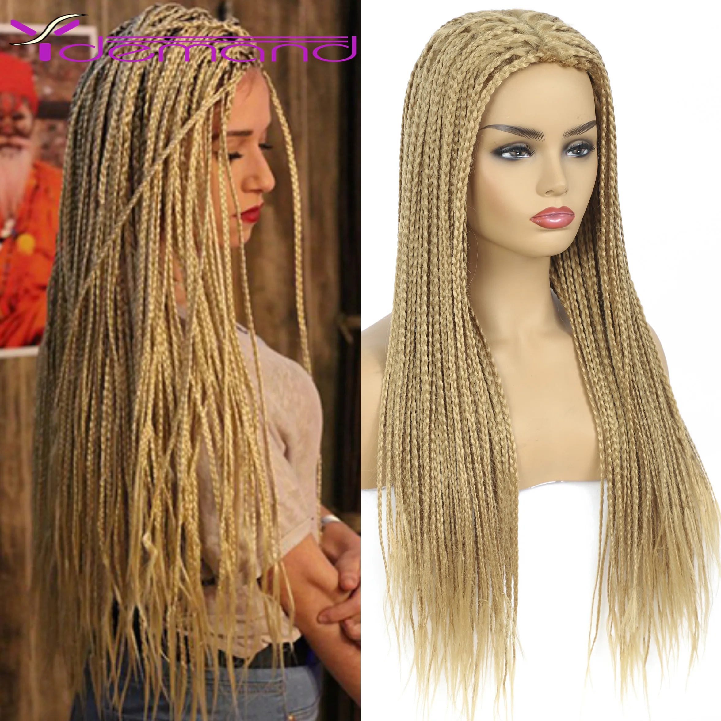 Y Demand Crochet Wigs Toys Braids With Box Long Black Synthetic Wigs for Women Heat Resistant Cosplay Wig Two Tone Braided