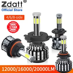 HOT 4 6 8 Sides H11 LED H7 LED 20000LM H1 H8 HB3 9005 HB4 H3 H4 Led Headlight Bulbs Canbus 6000K 360 degree 12V Car Fog Lights