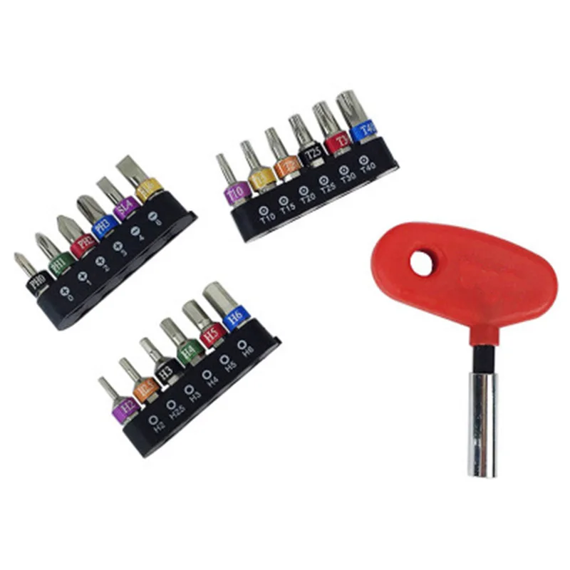 Conjunto universal do bocado da chave de catraca de 19 pces micro com punho reversível phillips da movimentação, torx entalhado 1/4 "unidade multi bit