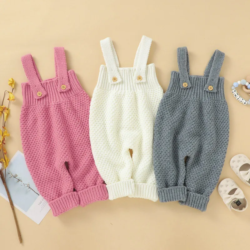 

Baby Knitted Rompers Clothes Infant Boys Girls Sleeveless Sweater Autumn Winter Newborn Warm Jumpsuits Outfits 0-18M