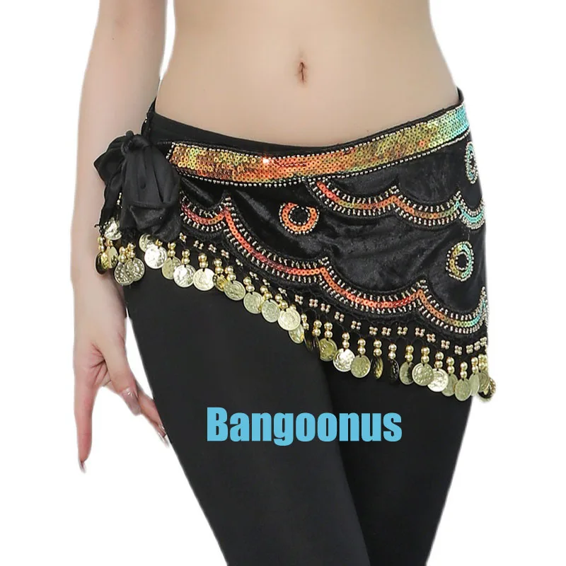 New Bead Embroidery Belly Dance Sequins Waist Chain Hip Scarf Oriental Indian Dance Belly Dancing Coins Belt Practice Costume