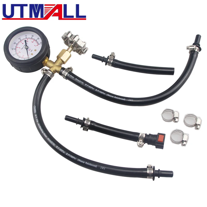 Quick Connected Fuel Injection Pump Pressure Tester Gauge With Valve 0~100PSI