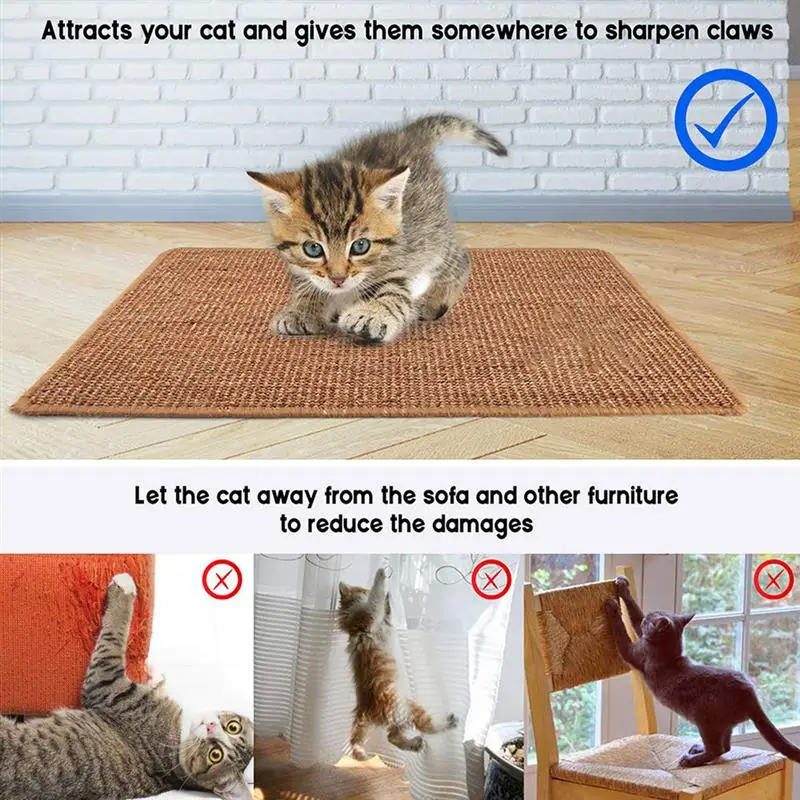Natural Sisal Cat Scratching Post Mat Scratcher Board Pad Mats Toy Climbing Tree Litter Mat Lounger Pet Random Color