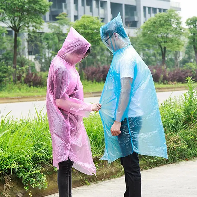 Adult One-Time Emergency Waterproof Cloth Raincoat Thicken Waterproof Adult Transparent Camping Hooded Outdoor Portable