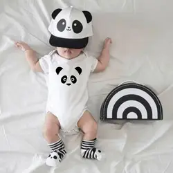 Panda BabyJumpsuit  Boys Girls Newborn Kids Cute White Summer Short Sleeve Bodysuit Fashion Casual Clothes