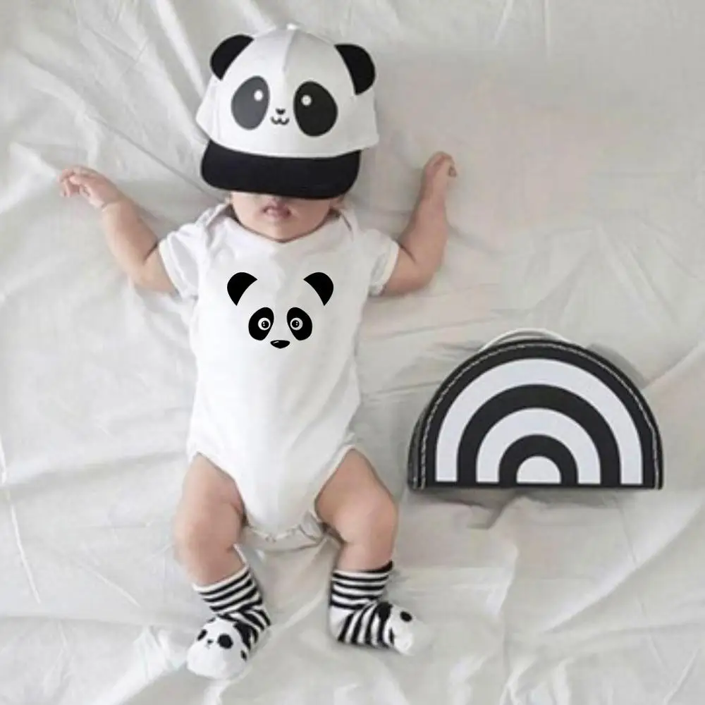 Panda BabyJumpsuit  Boys Girls Newborn Kids Cute White Summer Short Sleeve Bodysuit Fashion Casual Clothes