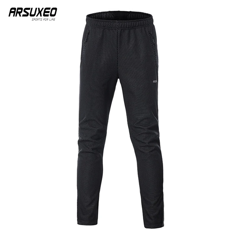 ARSUXEO Winter Warm Fleece Cycling Pants Windproof Bike Pants Men Women Reflective Riding Sports Trousers MTB Bicycle Pants