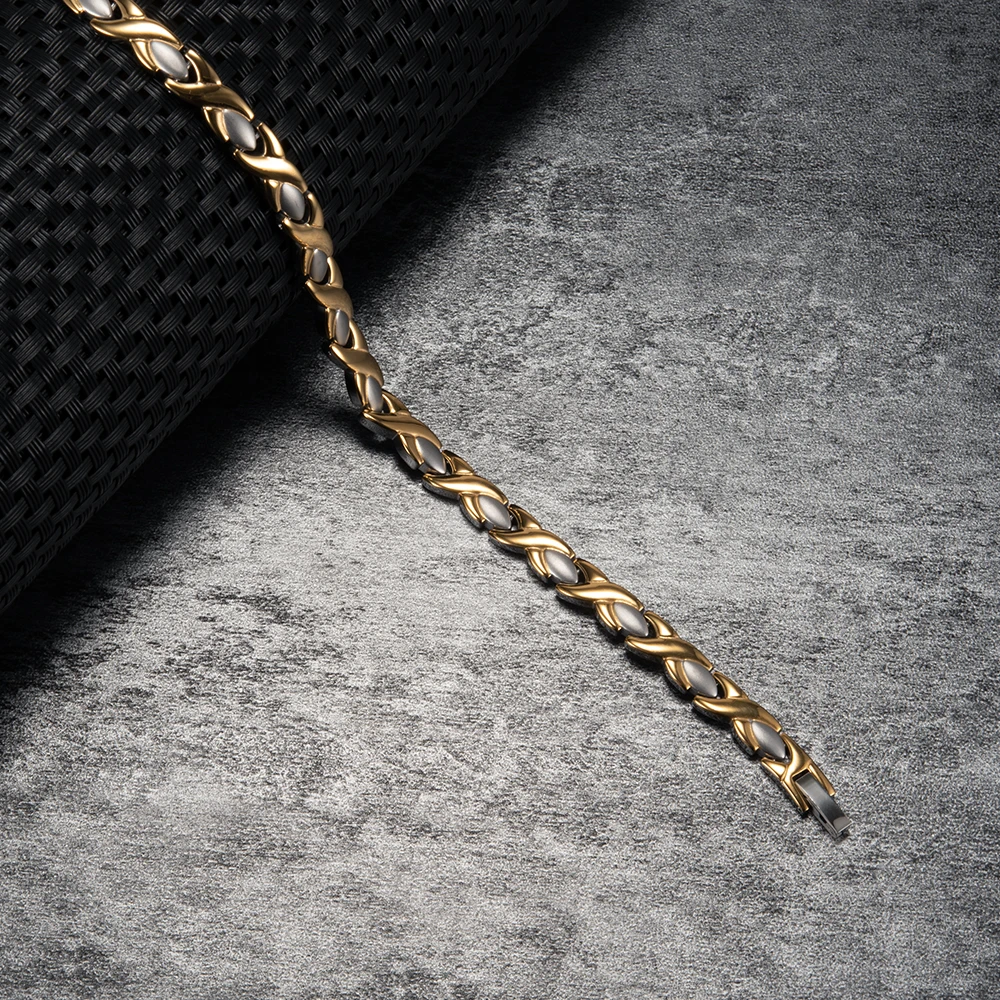 Cross Long Necklace Chain Matte 50cm Stainless Steel Chain Gold-color Mens Necklace Health Energy Magnetic Necklace for Women