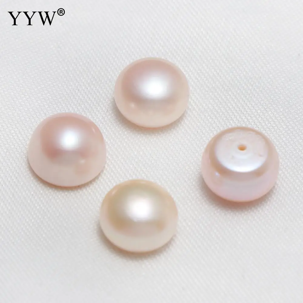 1pair Cultured Half Drilled Freshwater Pearl Beads Potato Natural Half-Drilled Pink Pearl Beads For DIY Earring Jewelry Making