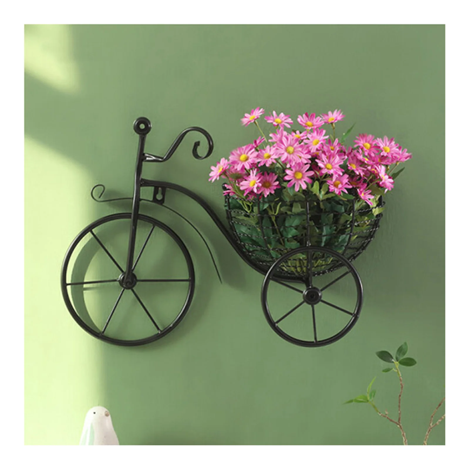 Iron Bicycle Shaped Flower Basket Wall Mount Hanging Flawer Retro Garden Supplies Unique Art Ornaments Style Pots for Home