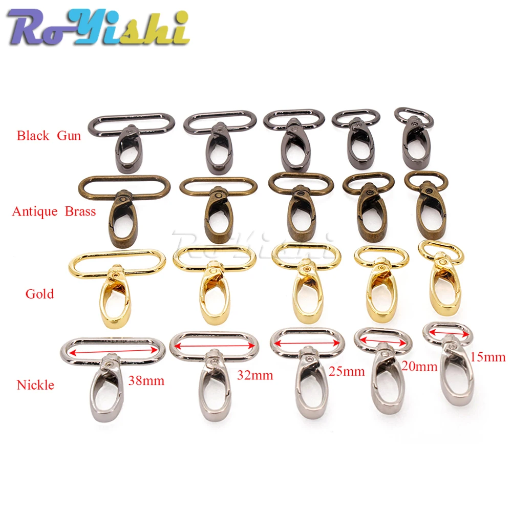 5Pcs/Pack 15/20/25/32/38mm Metal Snap Hook Lobster Clasp Collar Carabiner Belt Buckles DIY KeyChain Bag Part Accessories