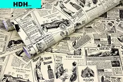 Papel tapiz autoadhesivo extraíble de estilo rústico para renovación de escritorio, sello impermeable de papel de pared de periódico Vintage
