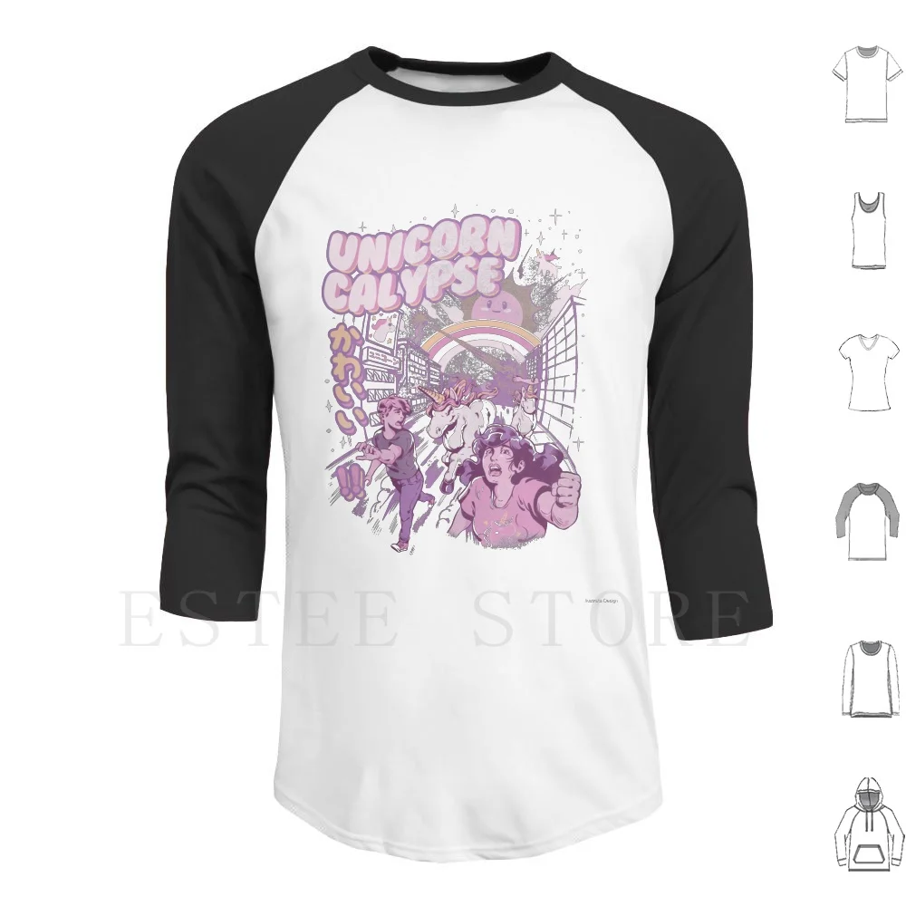 

Unicorn Calypse Hoodies Long Sleeve Unicorn Apocalypse Retro Japanese Cute Kawaii Funny Uunicorns