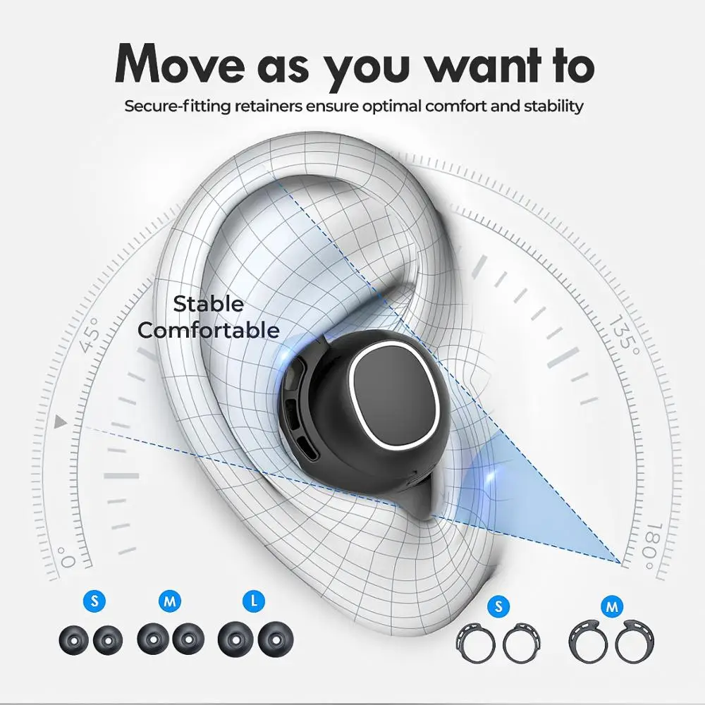 Mpow M30 سماعات لاسلكية حقيقية IPX8 سماعات بلوتوث 5.0 مقاومة للماء مع 25 ساعة وقت اللعب والميكروفون في الأذن سماعات لاسلكية