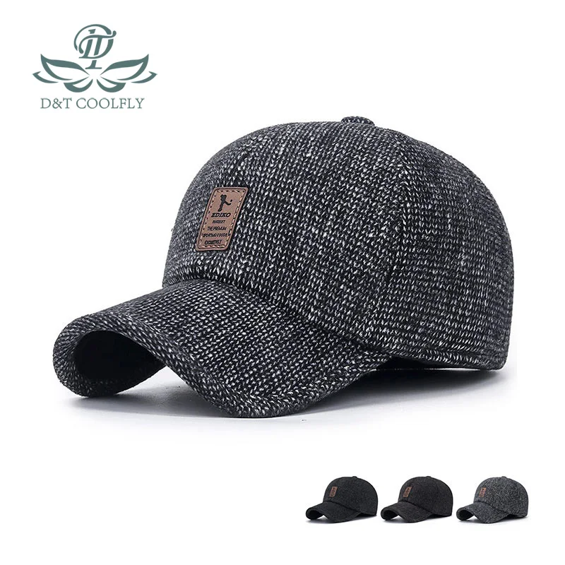 D&T 2022 New Fashion Baseball Cap Men\'s Knitted Warmth, Sun Protection, Winter Elegant Pure Color Casual Elegant Baseball Cap