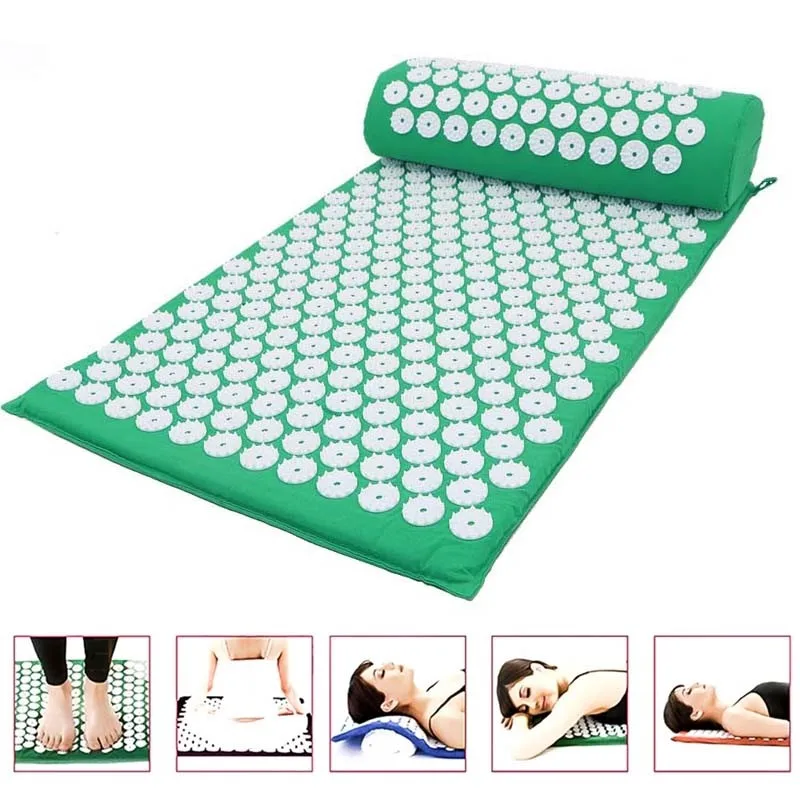 

Massager (appro.67*42cm)Cushion Shakti Mat Acupressure Relieve Back Body Pain Spike Mat Acupuncture Massage Mat with Pillow