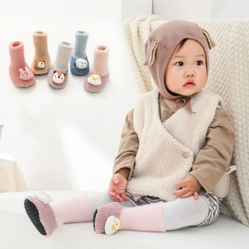 Newborn Baby Socks Shoes Boy Girl Winter Warm Plush Kids Boots Floor Children Toddlers Footwear Baby Booties First Walkers