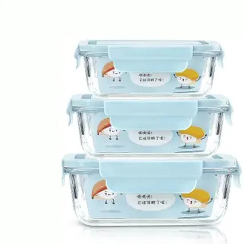 Glass Lunch Box with Lid Office Worker Student Female Microwave Oven Special Bowl Set Storage Box Fruit Box Thermos for Food