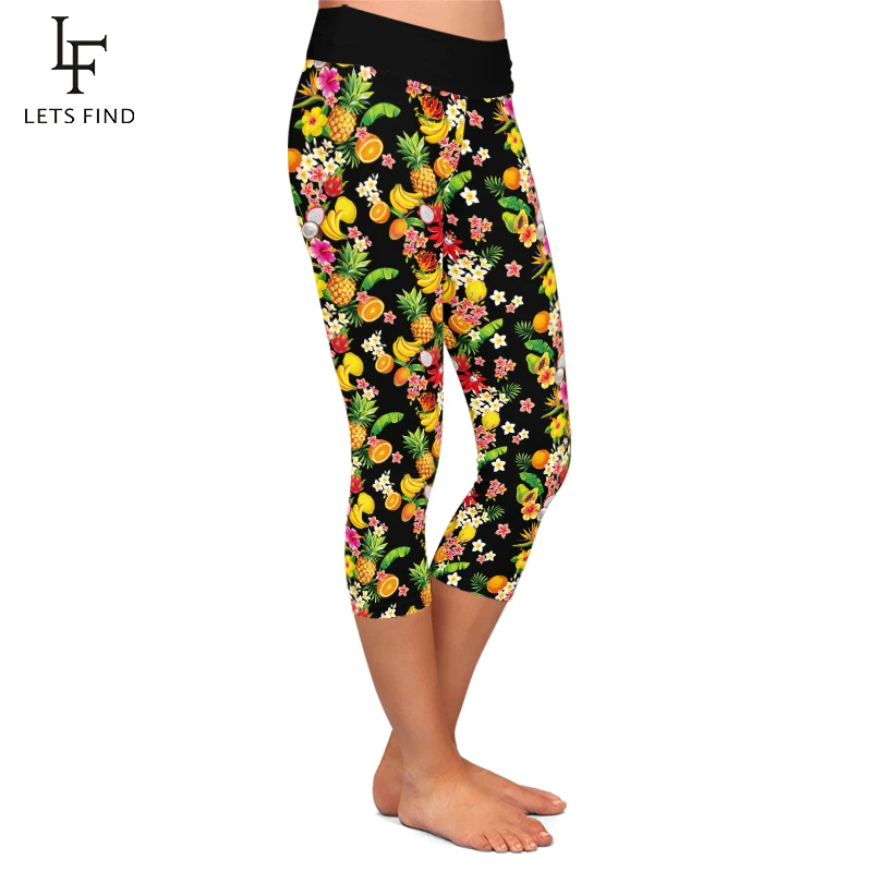 LETSFIND-Leggings Capri de naranjas para mujer, Pantalones suaves muy cómodos con estampado de frutas, alta calidad, elásticos