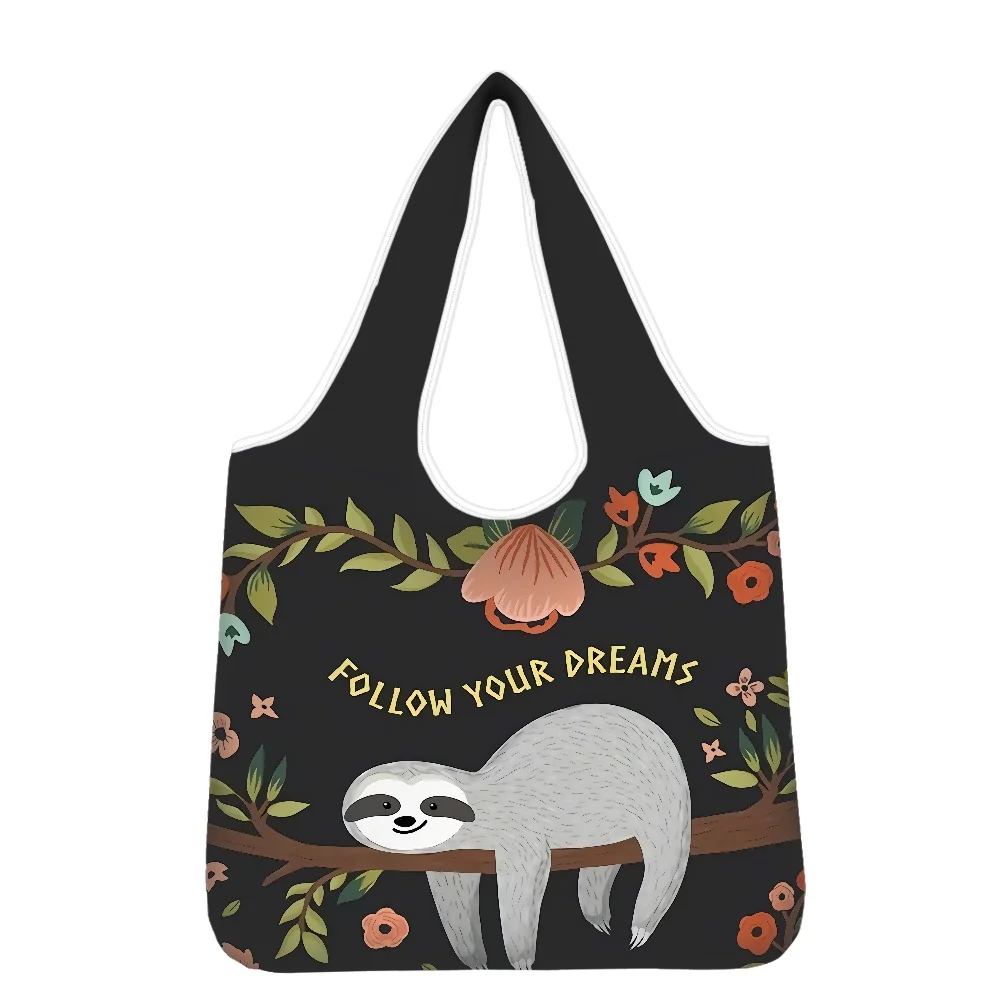 Hycool Top Handle Bags Cartoon Sloth Designer Cute Kawaii Shopping Bag Custom Logo Text Picture Tote Bags For Women New Arrivals