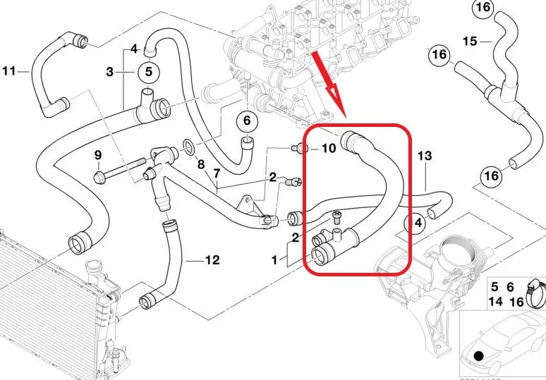 11532247307 Radiator Upper Hose Bmw 318 D. / 320 D. Cooling Hose