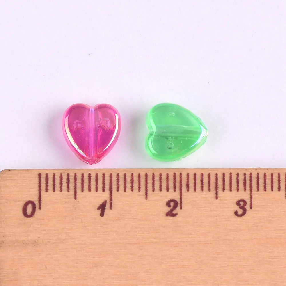 100pcs Colorful Heart Shape 9x8mm Resin Plastic Loose Beads Lot Crafts Findings for DIY Jewelry Making