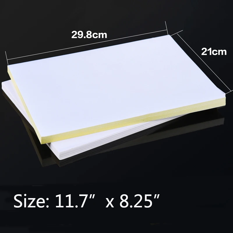 100 Sheets A4 White Self Adhesive Sticker Label  Laser Inkjet Printer Copier Craft Paper Sticker Label Matte Glossy Craft Paper