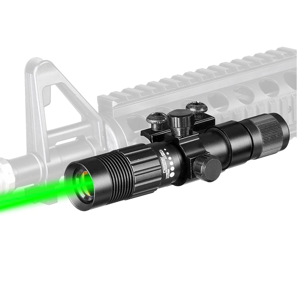 Hunting 5mw Green Laser aim Optical sight Adjustable Airsoft pistol laser pointer Flashlight with  rifle scope Ring