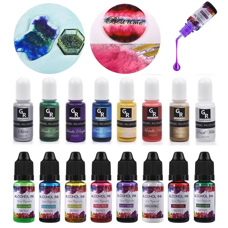 10ml/15ml Art Ink Alcohol Resin Pigments Liquid Colorant Dye Ink Diffusion For UV Epoxy Resin DIY Jewelry Making Accessories