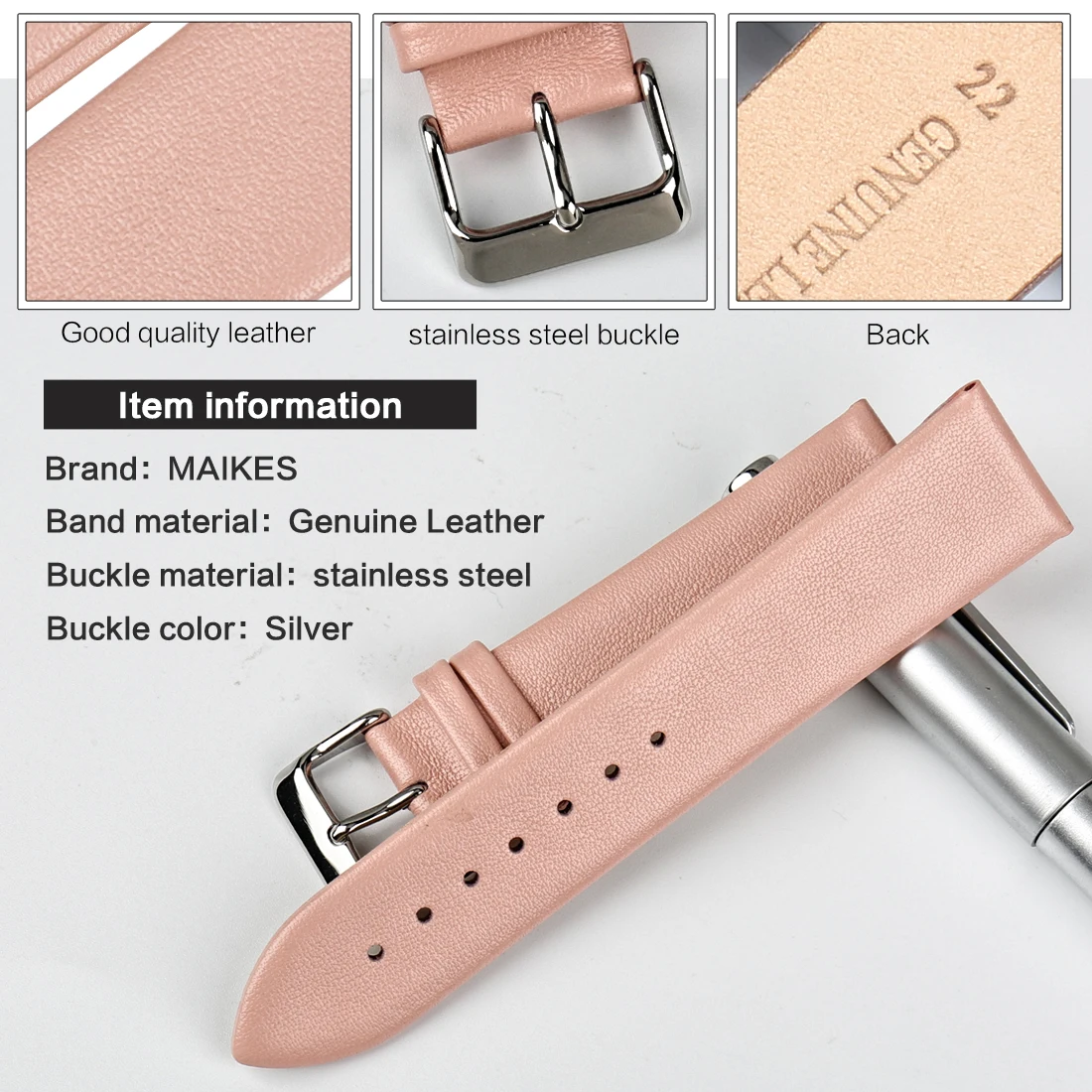 MAIKES 12mm-24mm Fashion Pink Watchbands Women Watch Accessories Leather Watch Strap Thin Watch Bracelet For Brand Watch Band