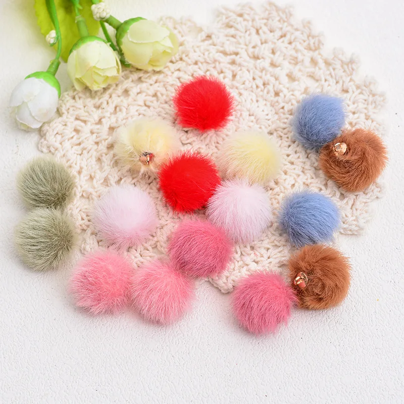 30-60Pcs Pompon Ball DIY Decorative Supplies Woman Earrings Necklace Jewelry Crafts Pendant Accessories Long Furry Ball Material