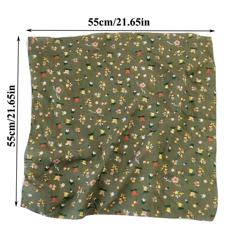 Print Square Scarf Cotton Linen Headscarf Small Scarf Floral Handkerchief Bohemia Bandana Hair Bands Head Neck Scarf Hats Decor