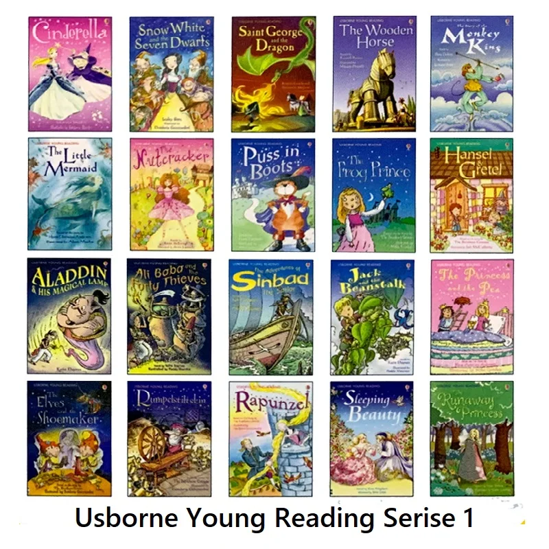 

20 Books Usborne Young Reading Serise 1 English Book Child Kids Word Sentence Education Fairy Tale Story Book Age 6-12